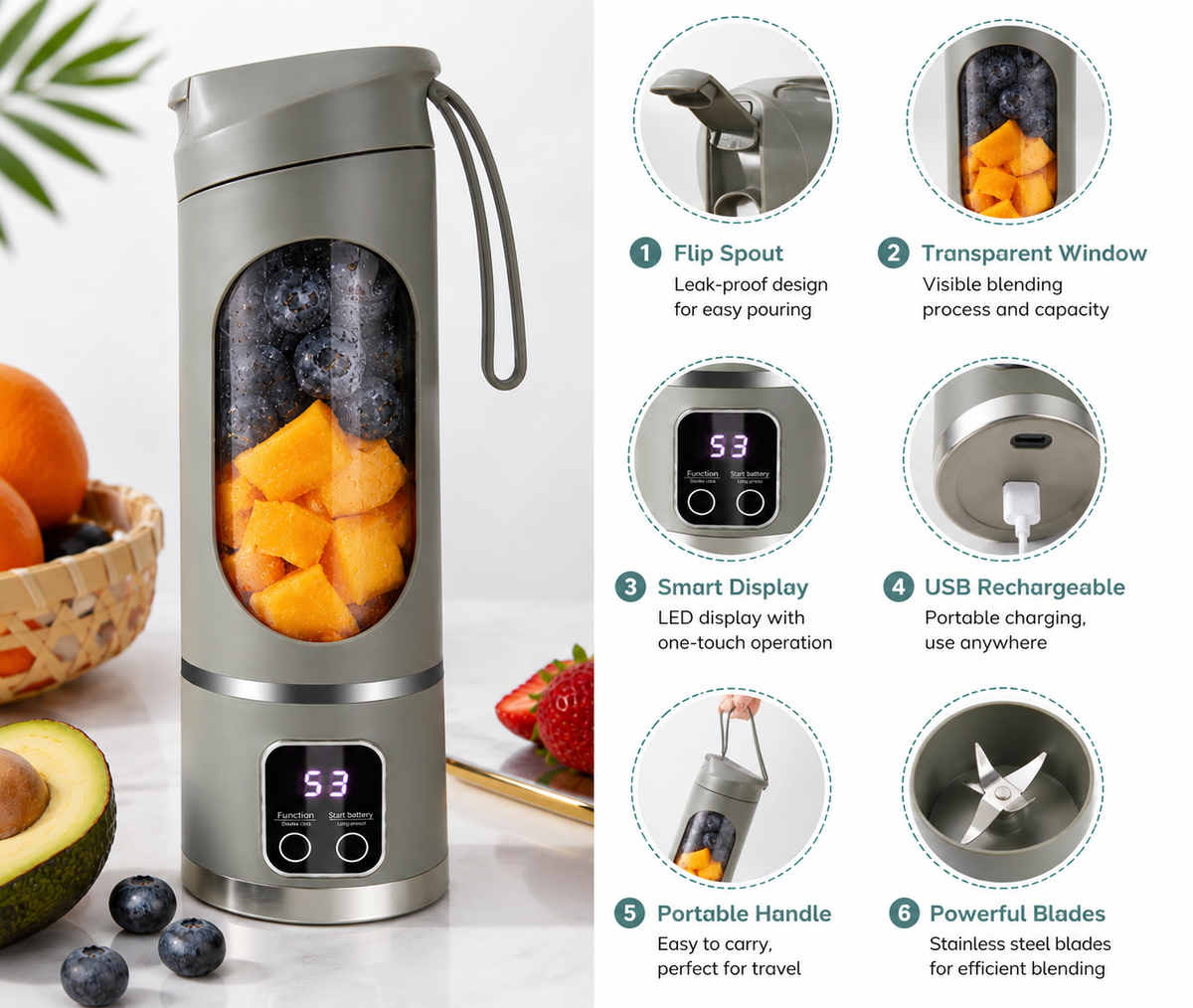 Portable Juicer Blender – Rechargeable Mini Juice Maker